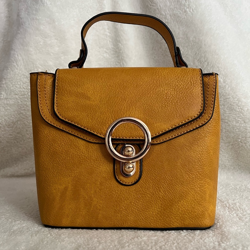 Structured Yellow Handbag with Crossbody Strap